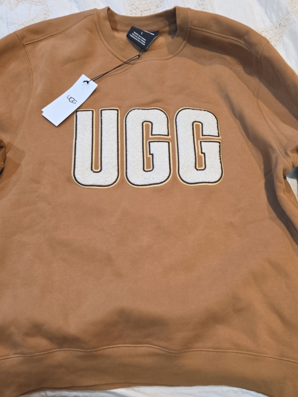 UGG Men's Crewneck Sweatshirt in Tan with White Logo